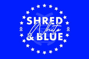 Evogen Shred White & Blue 4th of July Logo featuring 22 Stars