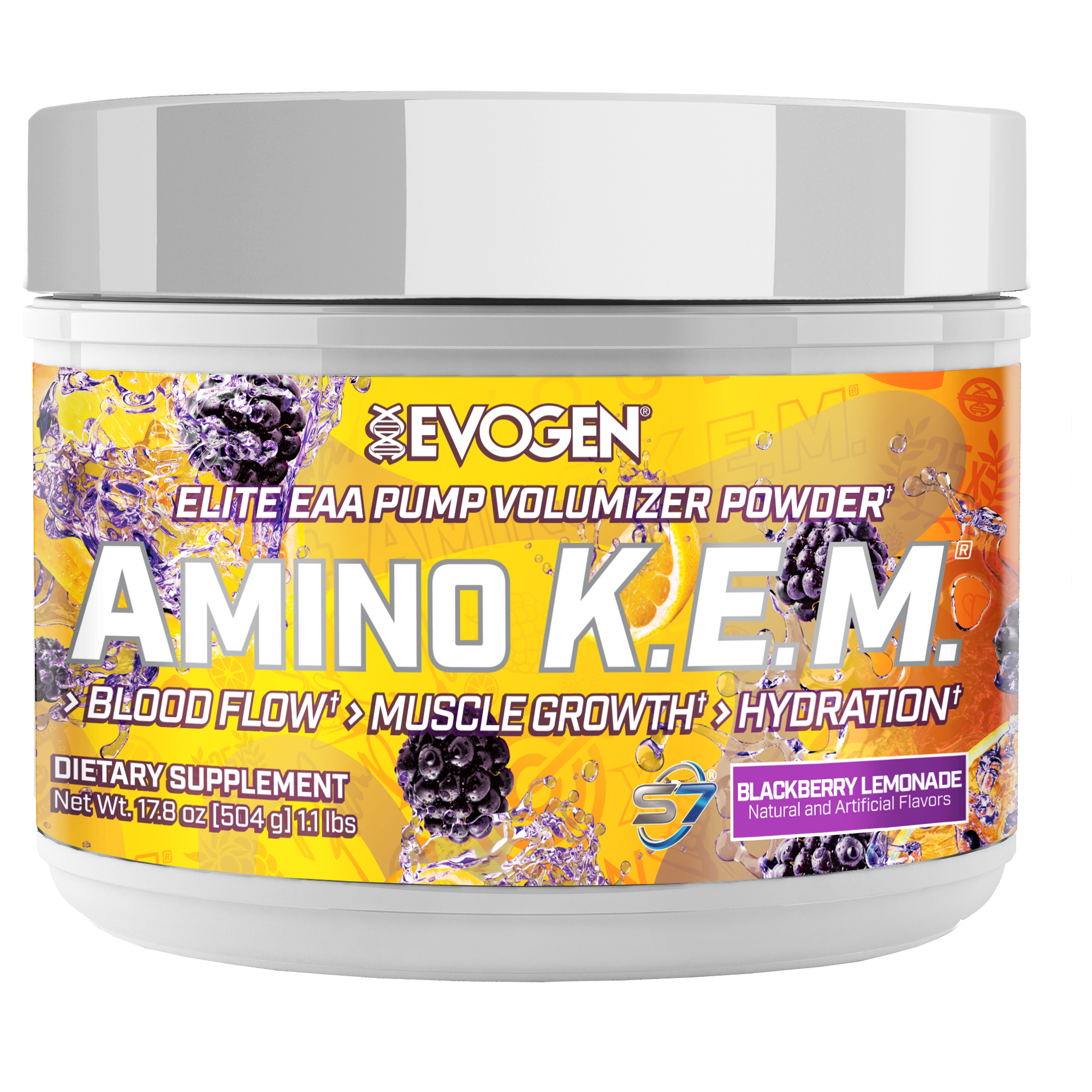 #flavor_blackberry lemonade | Front view of Amino K.E.M. EAA Blackberry Lemonade | Amino K.E.M. EAA Blackberry Lemonade | 30 serving