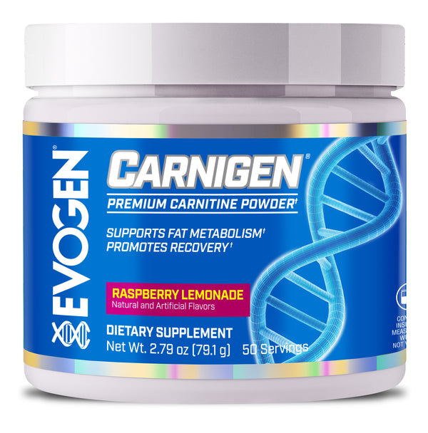 Evogen |  Carnigen | Carnitine Powder | Raspberry Lemonade Flavor | Front Image Bottle