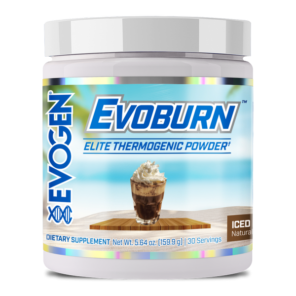 Evogen | Evoburn | Elite Thermogenic Powder | New Product | Iced Mocha Coffee Flavor | Front Image bottle