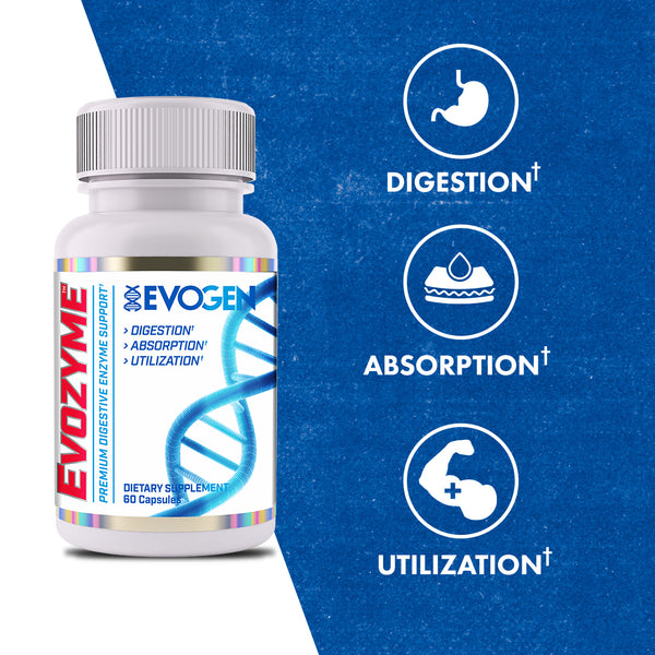 Evogen | Evozyme | Digestive Enzyme Support | 60 Capsules | Product Call Outs