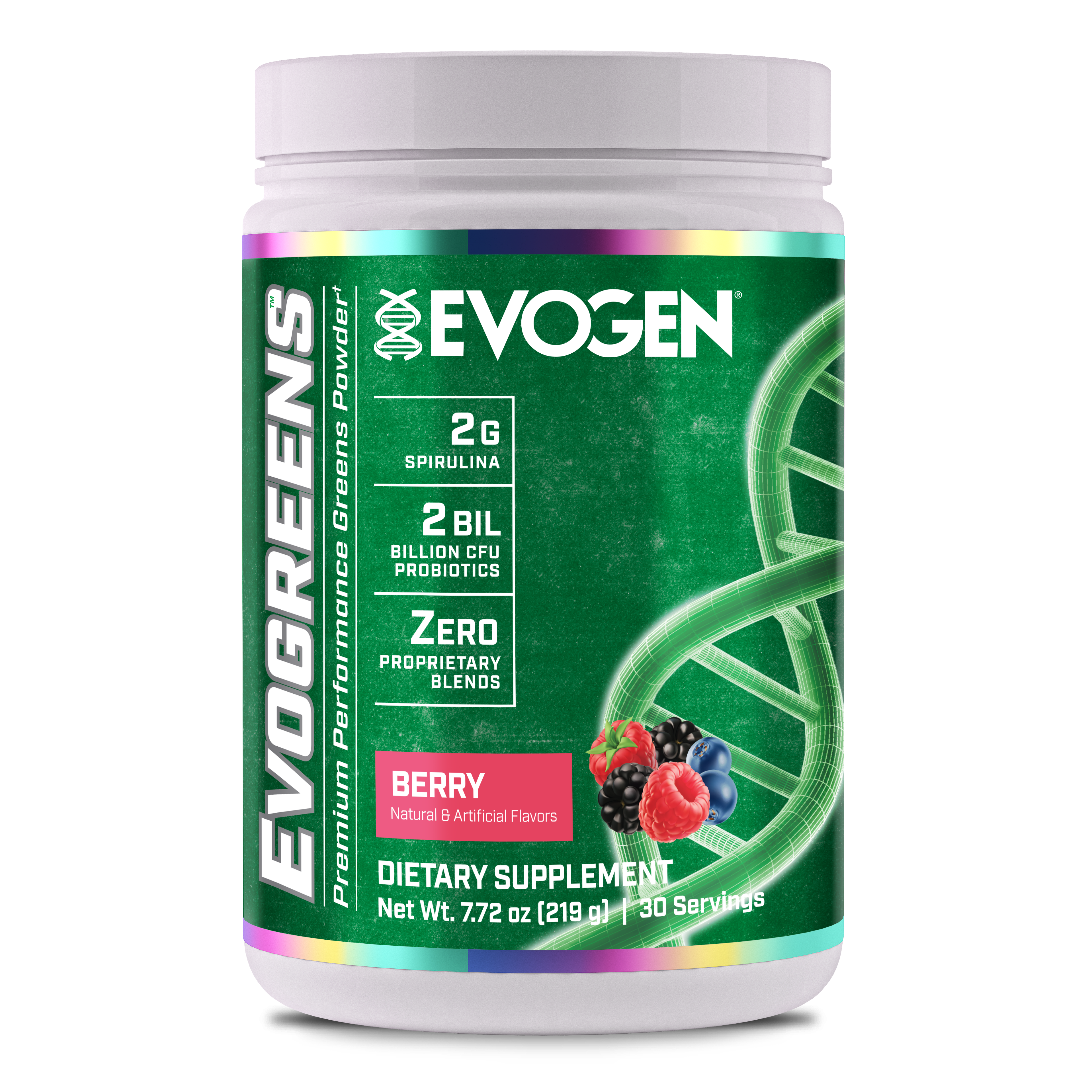#flavor_berry | Front view of Evogreens Berry | Evogreens Berry | 30 servings