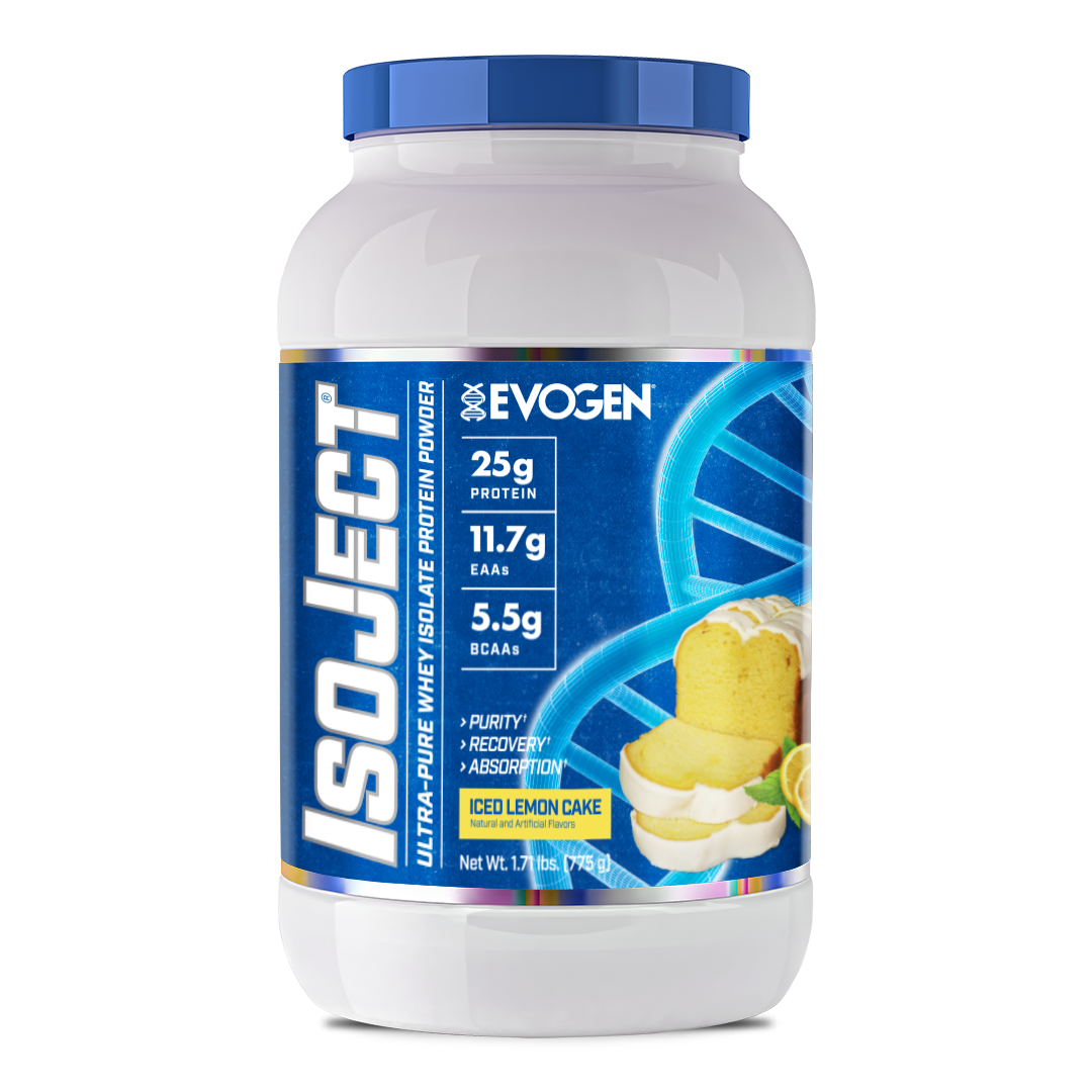 #flavor_iced lemon cake | Front view of Isoject Whey Protein Isolate Iced Lemon Cake | Isoject Whey Protein Isolate Iced Lemon Cake | 25 servings