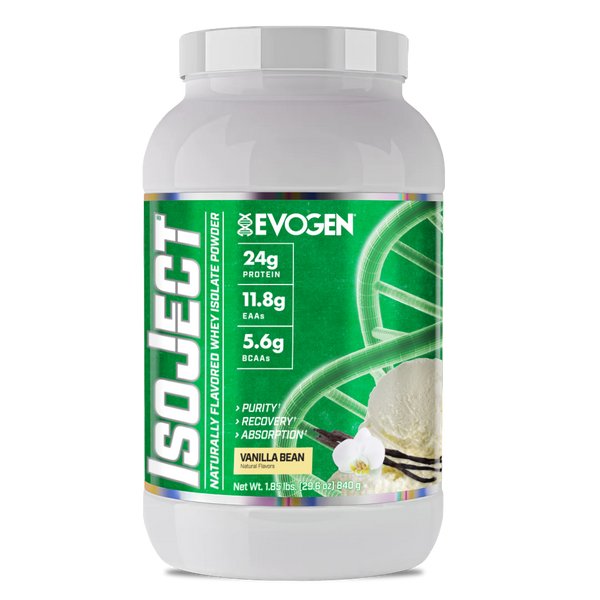 Evogen | IsoJect | Naturally Flavored Whey Isolate Protein Powder| Vanilla Bean | Front Image Bottle