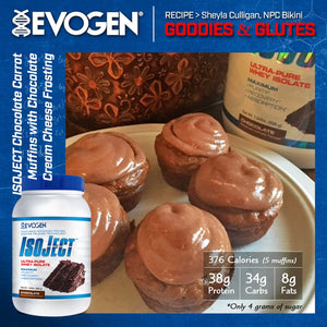 IsoJect Chocolate Carrot Muffins with Chocolate Cream Cheese Frosting