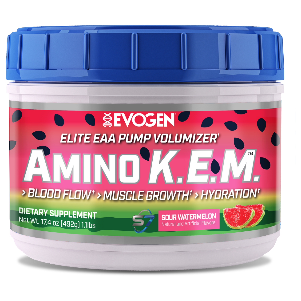 Evogen | Amino K.E.M. | Elite EAA Pump Volumizer | Sour Watermelon | Front Image