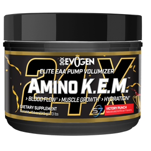 Evogen | Amino K.E.M. | Elite EAA Pump Volumizer Powder | Victory Punch Flavor | Front Image Bottle