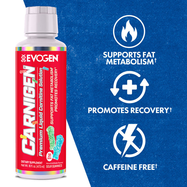 Evogen | Carnigen Liquid Carnitine | Sour Gummies Flavor | Product Call Outs