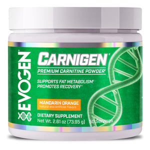 Evogen |  Carnigen Mandarin Orange | Carnitine Fat Burning Powder | Synthetic Sweetener and Flavor Free | Front Image