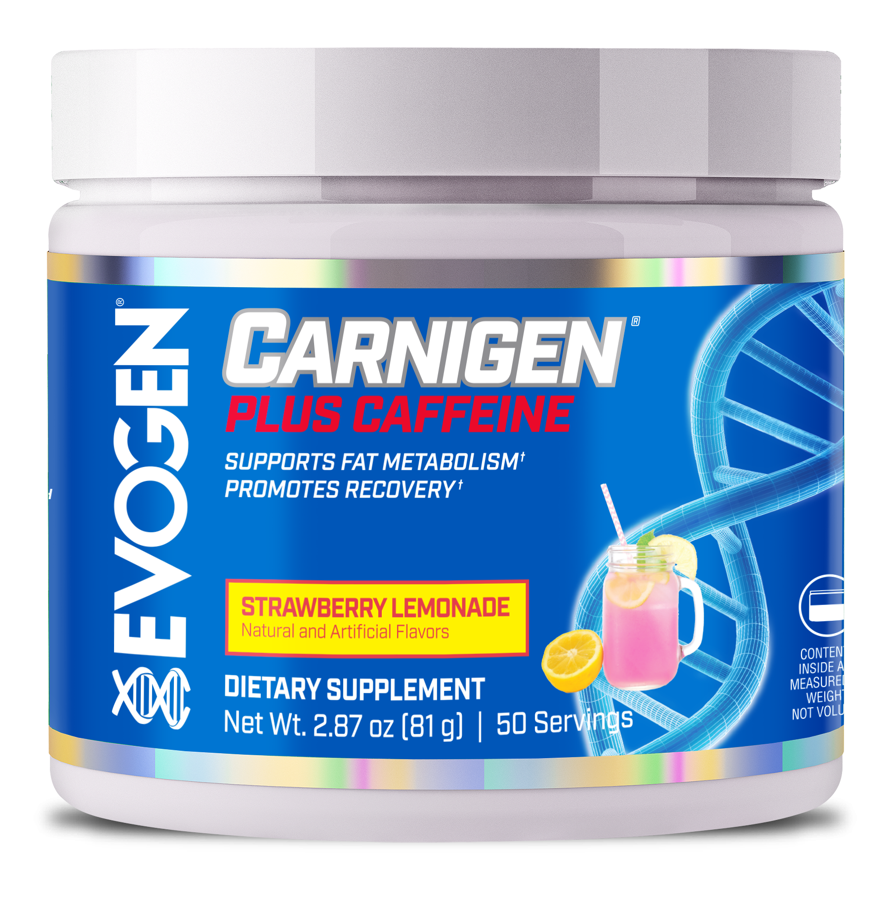 #flavor_strawberry lemonade | Front view of Carnigen Plus Carnitine Powder Strawberry Lemonade | Carnigen Plus Carnitine Powder Strawberry Lemonade | 50 servings