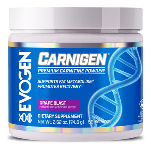 Evogen |  Carnigen | Carnitine Powder | Grape Blast Flavor | Front Image Bottle