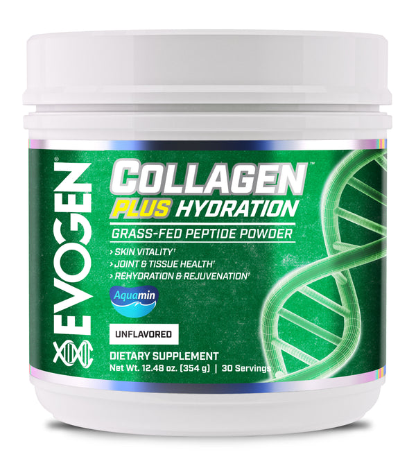 Evogen | Collagen Plus Hydration | Grass-Fed Peptide Powder | Unflavored | Front image Bottle