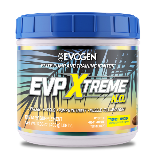 Evogen | EVP Xtreme N.O. | Pre-Workout Powder | Stimulant | Arginine Nitrate | Tropic Thunder Flavor | Front Image Bottle