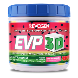 Evogen | EVP-3D | Non-Stimulant Pre-Workout Powder | Sour Watermelon Flavor | Front Image Bottle