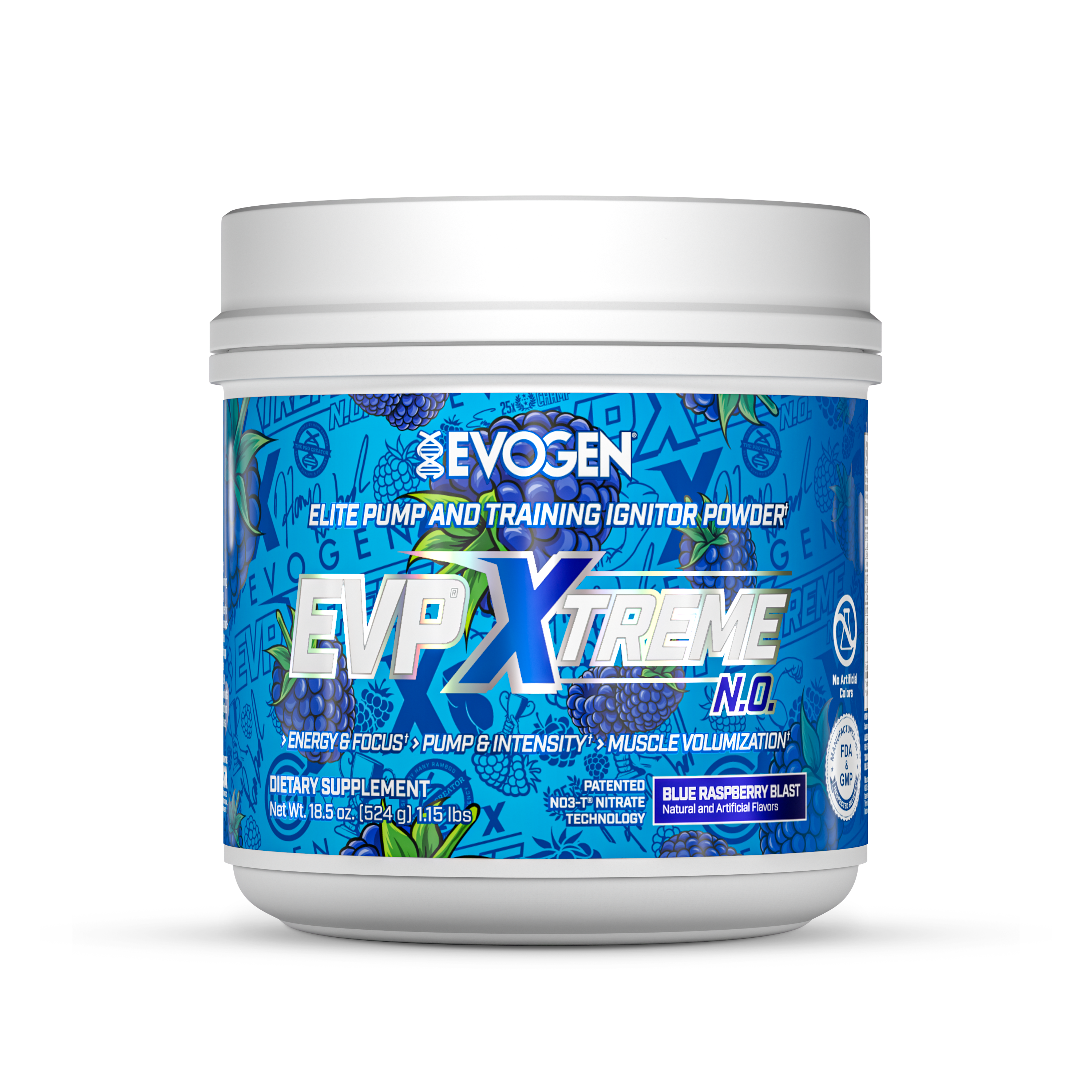 #flavor_blue raspberry blast | Front view of EVP Xtreme N.O. Pre-Workout Blue Raspberry Blast | EVP Xtreme N.O. Pre-Workout Blue Raspberry Blast | 30 servings