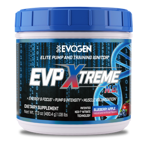 Evogen | EVP Xtreme N.O. | Pre-Workout Powder | Stimulant | Arginine Nitrate | Blueberry Apple Flavor | Font Image Bottle