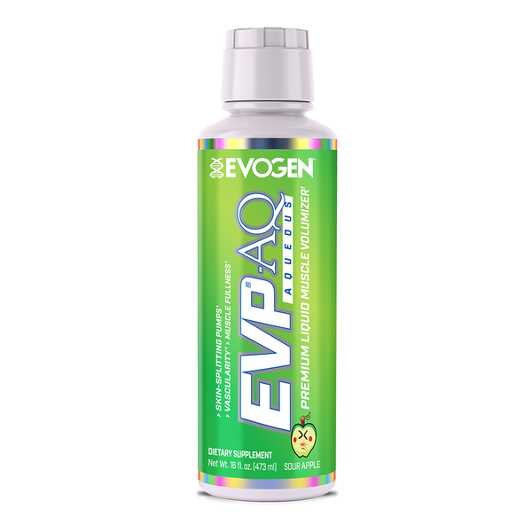 Evogen | EVP AQ (Aqueous) | Liquid Muscle Volumizer | Sour Apple | Vegetable Glycerol | Betaine | S7™ NO Blend | Front Image Bottle