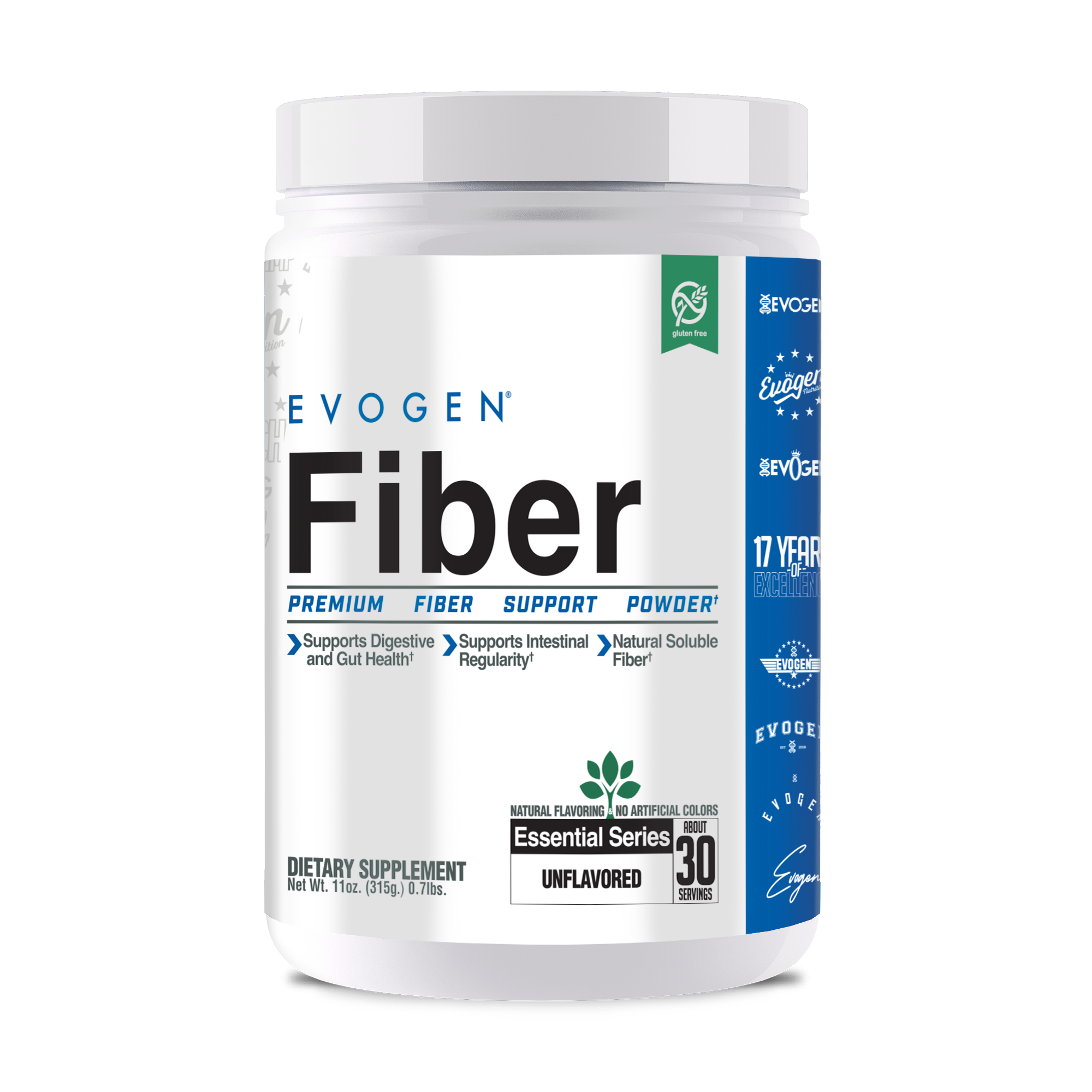 Front view of Fiber - Premium Fiber Support Powder Unflavored | Fiber - Premium Fiber Support Powder Unflavored | 30 servings