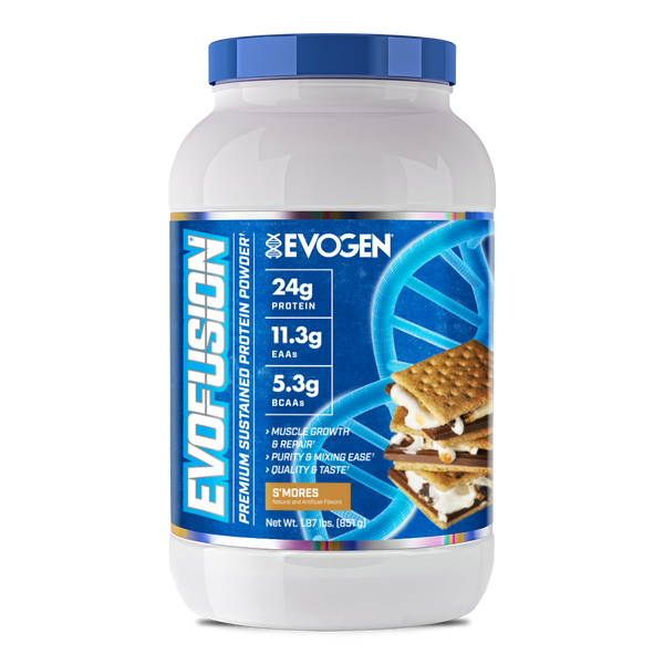 Evogen | Evofusion | Sustained Protein Blend Powder | S'mores Flavor | Front Image Bottle