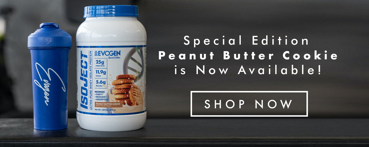 Evogen ad displaying Peanut Butter Cookie Isoject is now available 