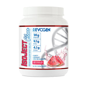 Evogen | IsoJect Clear | Whey Isolate Protein Powder| Only 90 Calories | Watermelon Flavor | Front Image Bottle