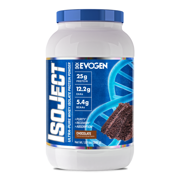 Evogen | IsoJect | Whey Isolate Protein Powder| Chocolate Flavor | Front Image Bottle