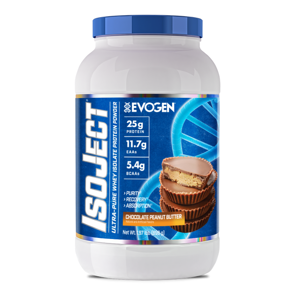 Evogen | IsoJect | Whey Isolate Protein Powder| Chocolate Peanut Butter Flavor | Front Image Bottle