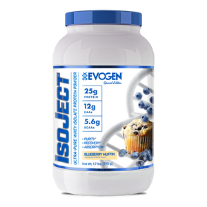 Evogen | IsoJect | Whey Isolate Protein Powder| Blueberry Muffin Flavor | 25 serve | Front Product Image 