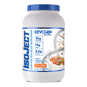 Evogen | IsoJect | Whey Isolate Protein Powder| Fruity Cereal Flavor | Front Image Bottle