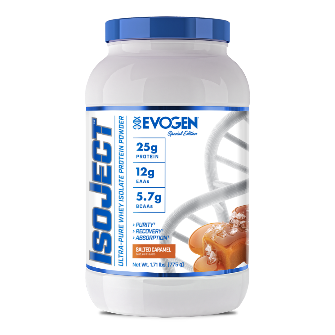 #flavor_salted caramel | Front view of Isoject Whey Protein Isolate Salted Caramel | Isoject Whey Protein Isolate Salted Caramel | 25 servings