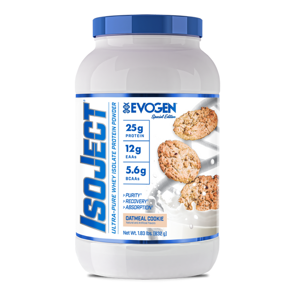 Evogen | IsoJect | Whey Isolate Protein Powder| Oatmeal Cookie Flavor | Front Image Bottle