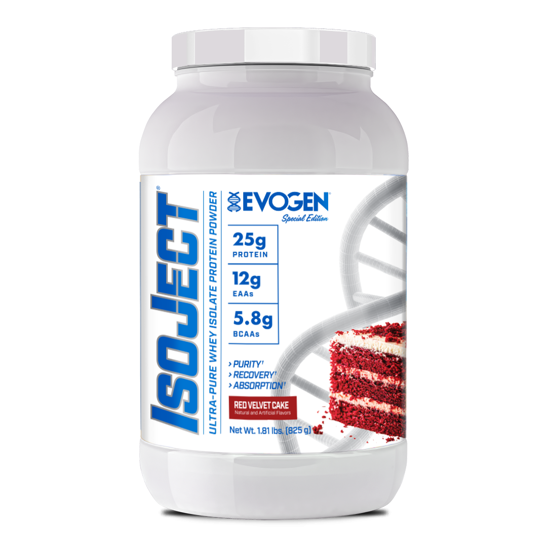#flavor_red velvet | Front view of Isoject Whey Protein Isolate Red Velvet | Isoject Whey Protein Isolate Red Velvet | 25 servings