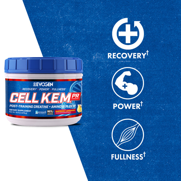 Evogen | Cell K.E.M. PR (pure recovery) | Post Training Creatine & Amino Builder Powder | Raspberry Lemonade Flavor | Max Claims