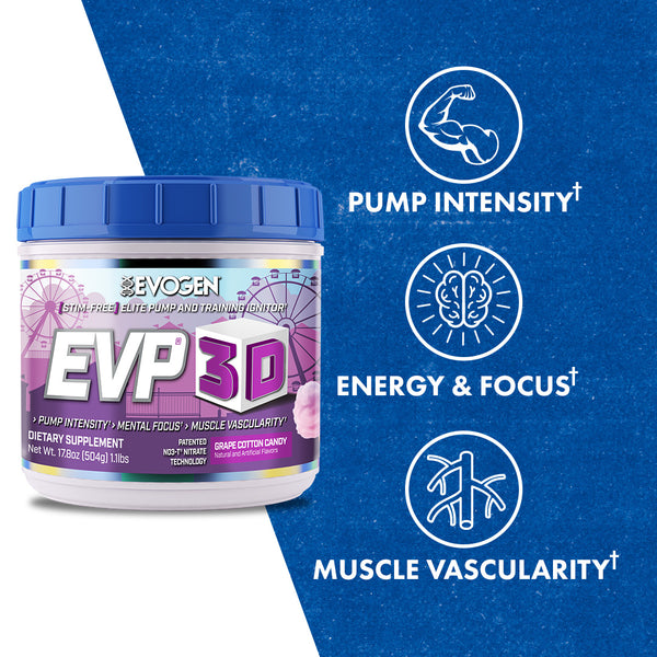 Evogen | EVP-3D | Polvo preentrenamiento no estimulante | Sabor a algodón de azúcar de uva | … #2