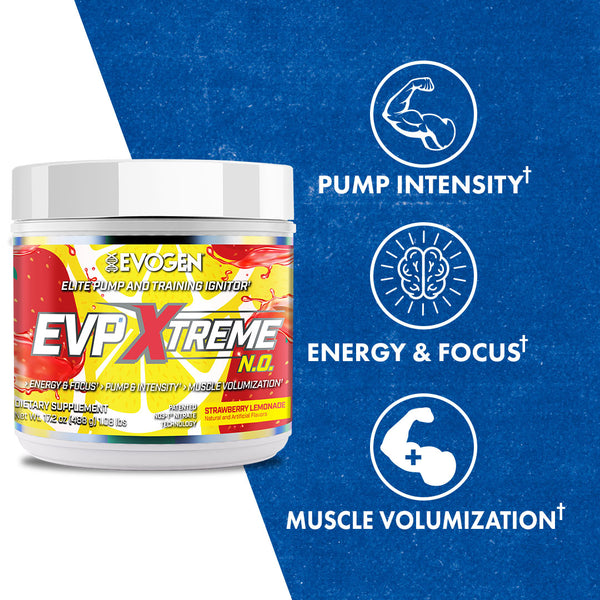Evogen | EVP Xtreme N.O. | Pre-Workout Powder | Stimulant | Arginine Nitrate | New Strawberry Lemonade Flavor | Max Claims