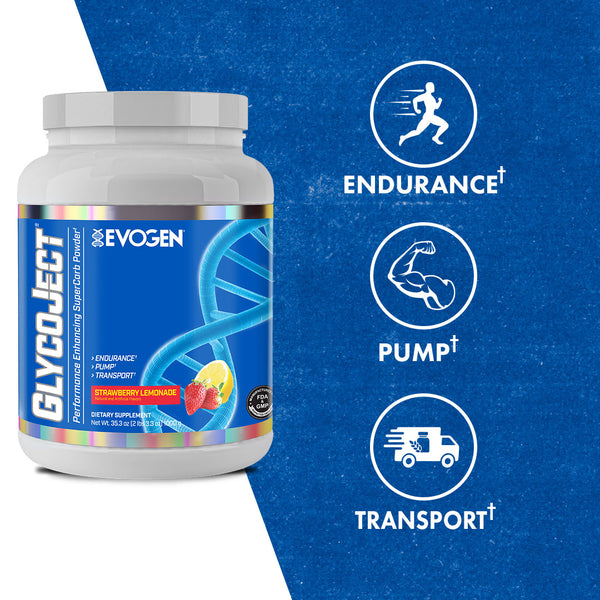 Evogen | GlycoJect | Carbohydrate Endurance Powder | NEW Strawberry Lemonade Flavor | Max Claims