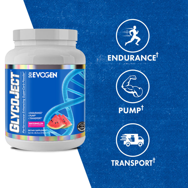 Evogen | GlycoJect | Carbohydrate Endurance Powder | Watermelon Flavor | Max Claims