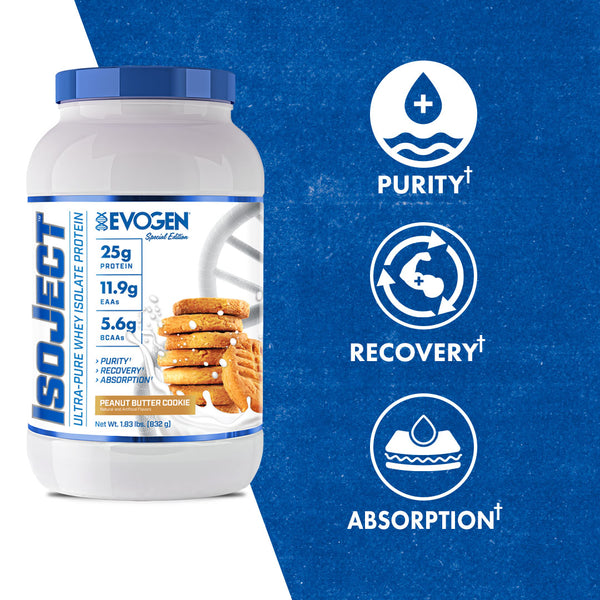 Evogen | IsoJect | Whey Isolate Protein Powder| Peanut Butter Cookie Flavor | Max Claims
