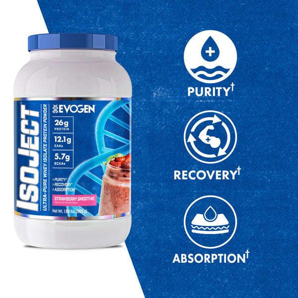 Evogen | IsoJect | Whey Isolate Protein Powder| Strawberry Smoothie Flavor | Max Claims