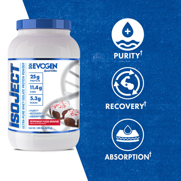 Evogen | IsoJect | Whey Isolate Protein Powder| New Seasonal Flavor | Peppermint Fudge Brownie Flavor | Max Claims