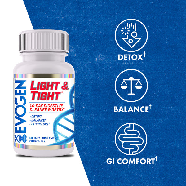 Evogen | Light & Tight | 14 Day Digestive Cleanse & Detox | Capsules | Product Call Outs