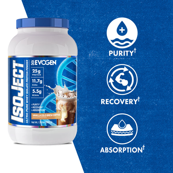 Evogen | IsoJect | Whey Isolate Protein Powder| Vanilla Cold Brew Coffee Flavor | 25 serve | Product Call Outs