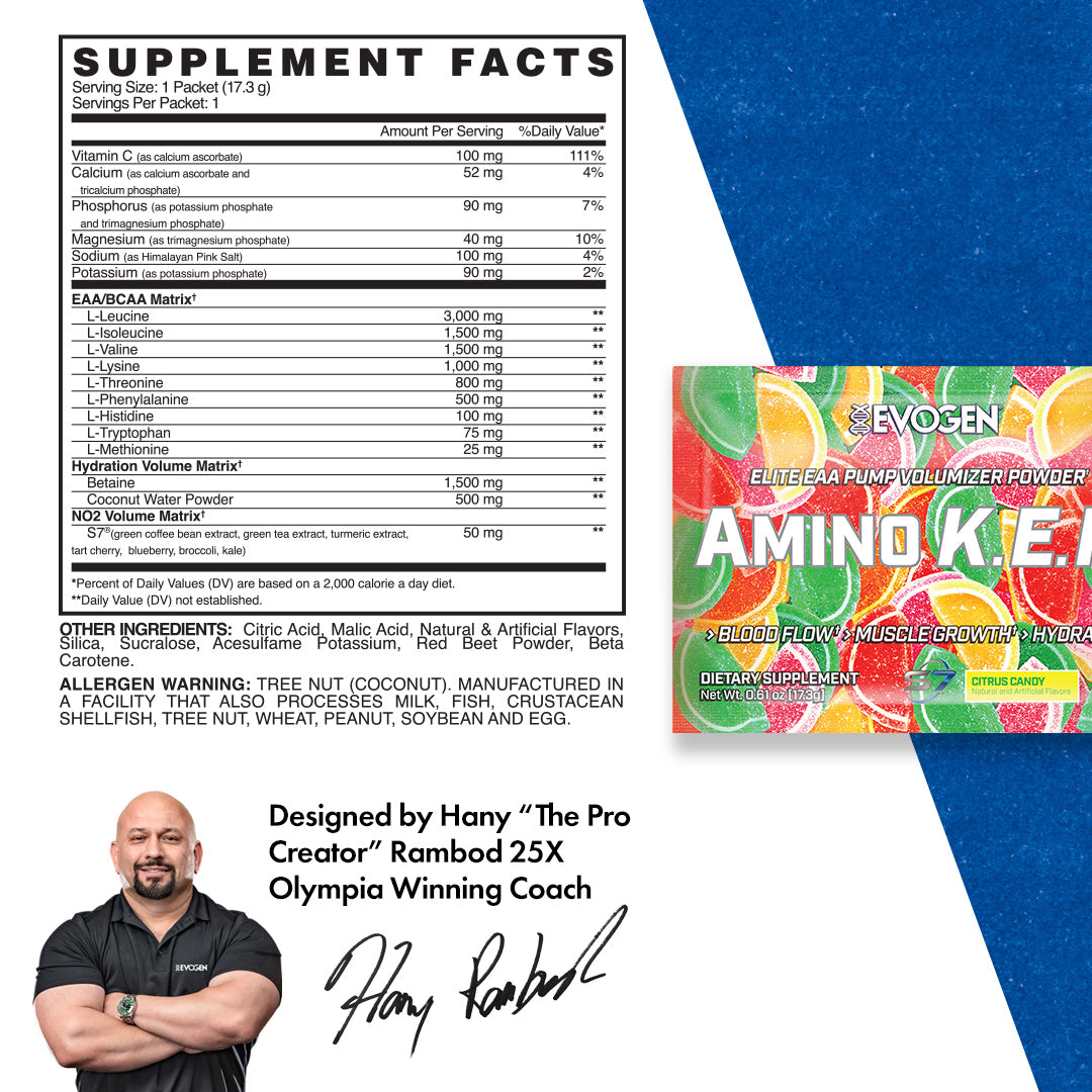 Amino K.E.M. : EAA Travel Packets | Evogen Nutrition