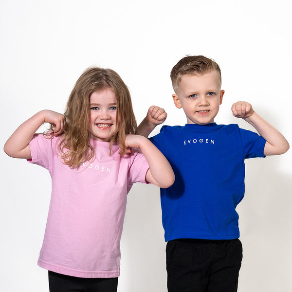 ava and maddox wearing next-gen junior tee