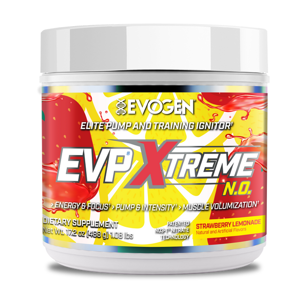 Evogen | EVP Xtreme N.O. | Pre-Workout Powder | Stimulant | Arginine Nitrate | New Strawberry Lemonade Flavor | Font Image Bottle