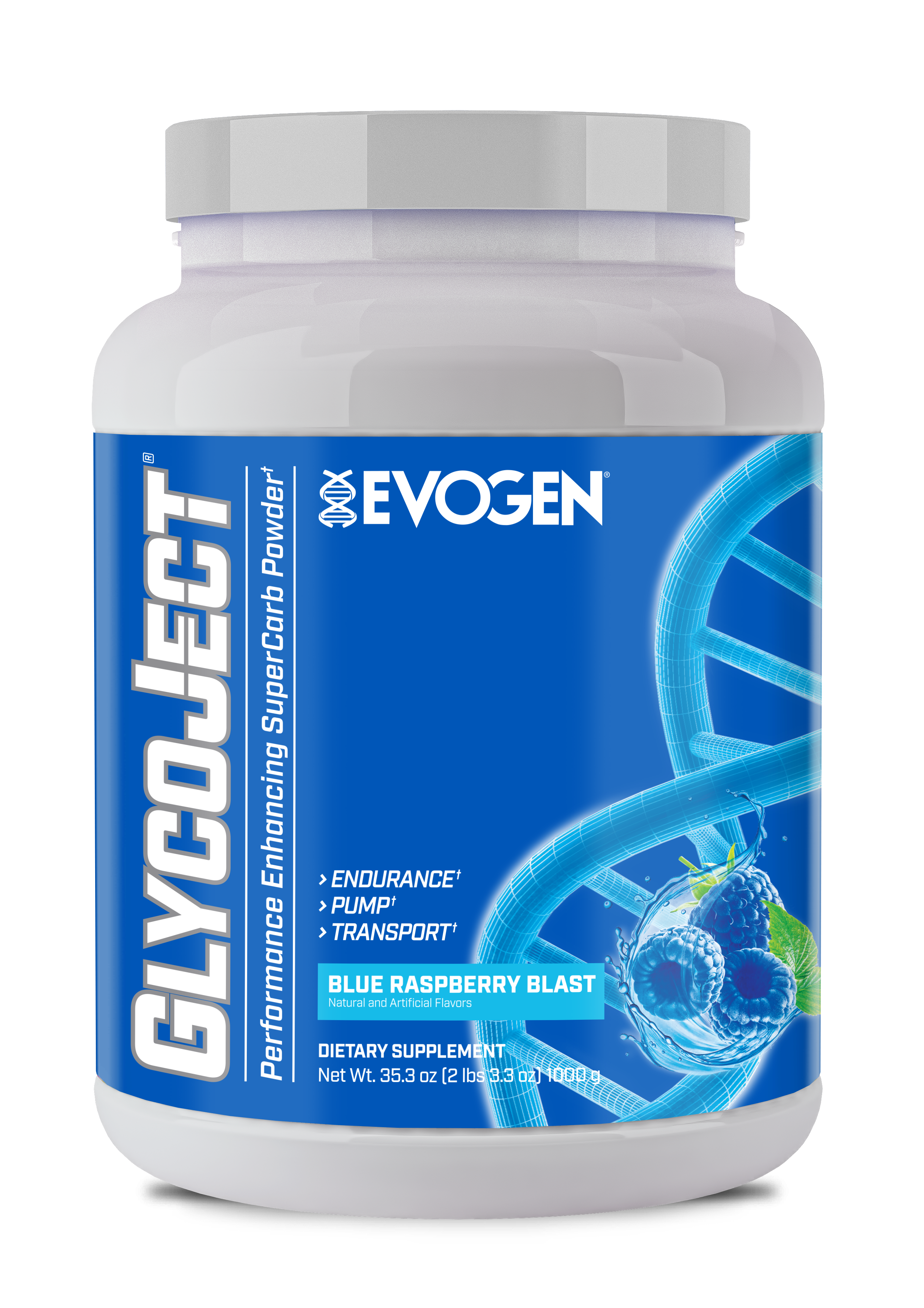#flavor_blue raspberry blast | Front view of GlycoJect Super Carb Blue Raspberry Blast | GlycoJect Super Carb Blue Raspberry Blast | 37 servings