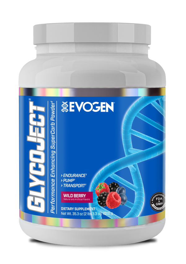 Evogen | GlycoJect | Carbohydrate Endurance Powder | Wild Berry Flavor | Front Image Bottle
