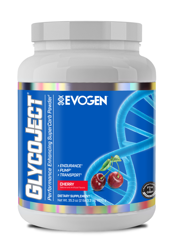 Evogen | GlycoJect | Carbohydrate Endurance Powder | Cherry Flavor | Front Image Bottle