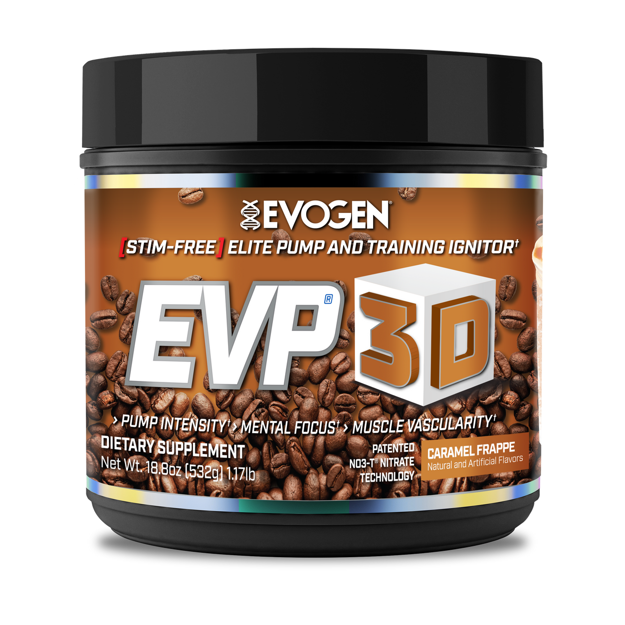 Evogen | EVP-3D | Non-Stimulant Pre-Workout | Caramel Frappe | Front Image