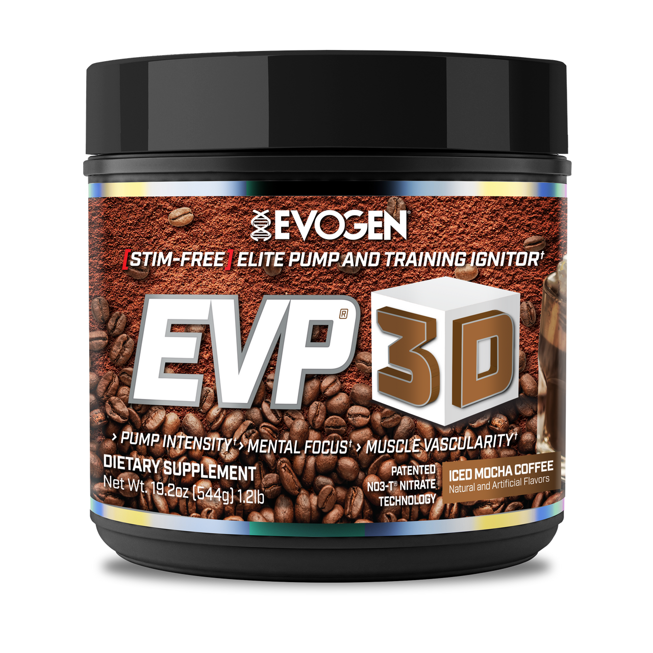 Evogen | EVP-3D | Non-Stimulant Pre-Workout | Iced Mocha Coffee | Front Image